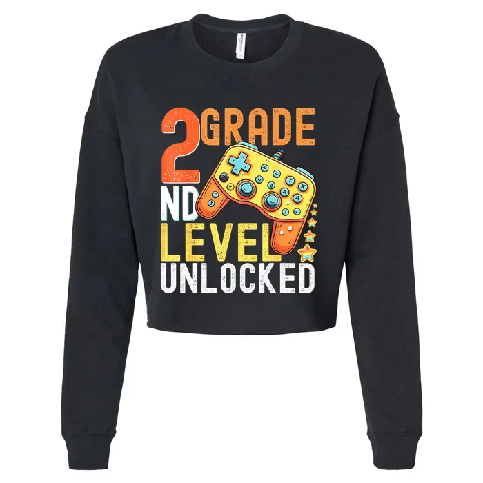 2nd Grade Level Unlocked Video Game Back To School Cropped Pullover Crew