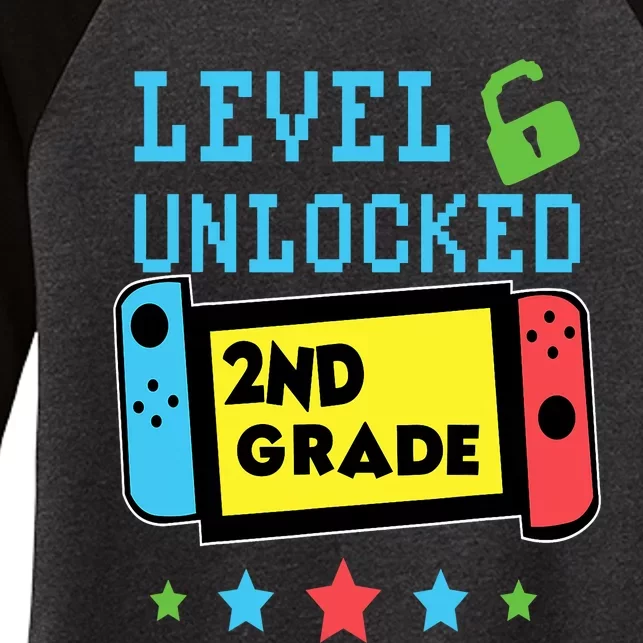 2nd Grade Level Unlocked Gamer First Day Of School Boy Women's Tri-Blend 3/4-Sleeve Raglan Shirt