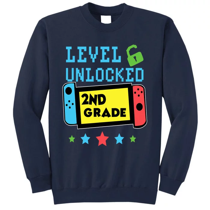 2nd Grade Level Unlocked Gamer First Day Of School Boy Tall Sweatshirt