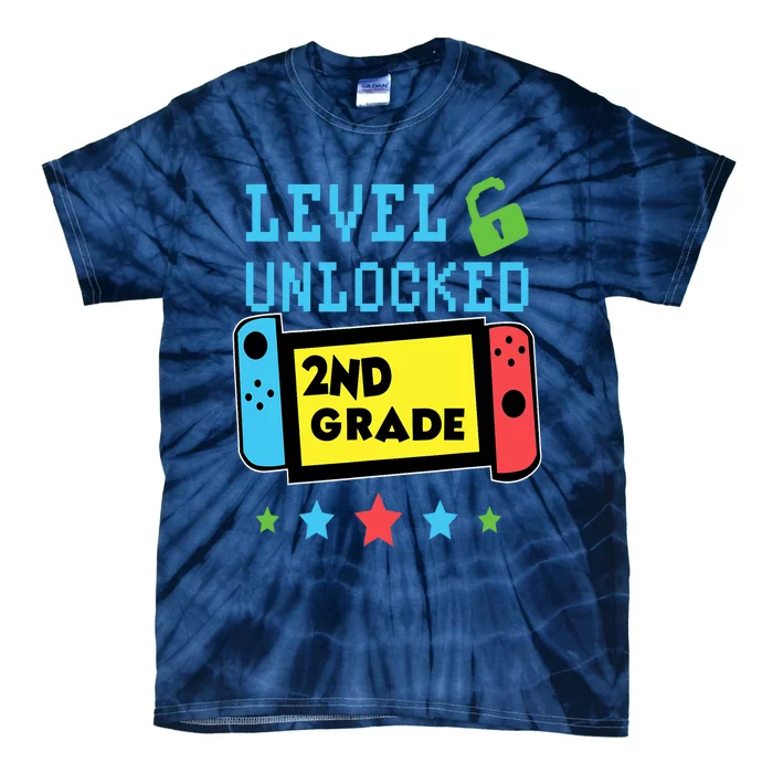 2nd Grade Level Unlocked Gamer First Day Of School Boy Tie-Dye T-Shirt