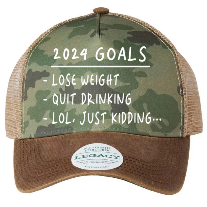 2024 Goals Lose Weight Quit Drinking Lol Just Kidding Legacy Tie Dye Trucker Hat