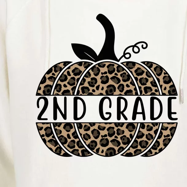 2nd Grade Leopard Pumpkin Womens Funnel Neck Pullover Hood