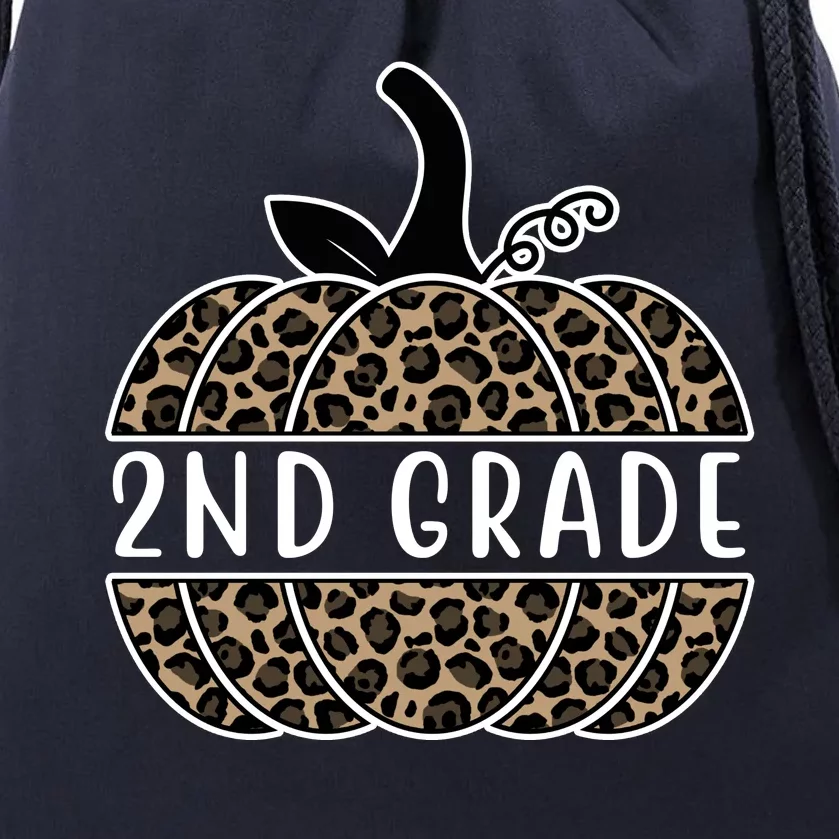 2nd Grade Leopard Pumpkin Drawstring Bag