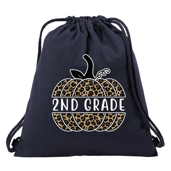 2nd Grade Leopard Pumpkin Drawstring Bag