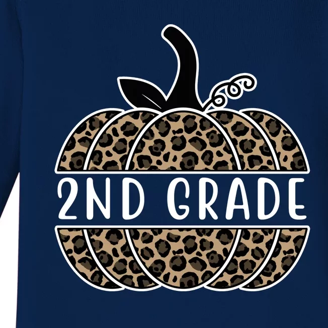 2nd Grade Leopard Pumpkin Baby Long Sleeve Bodysuit