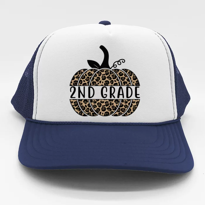 2nd Grade Leopard Pumpkin Trucker Hat