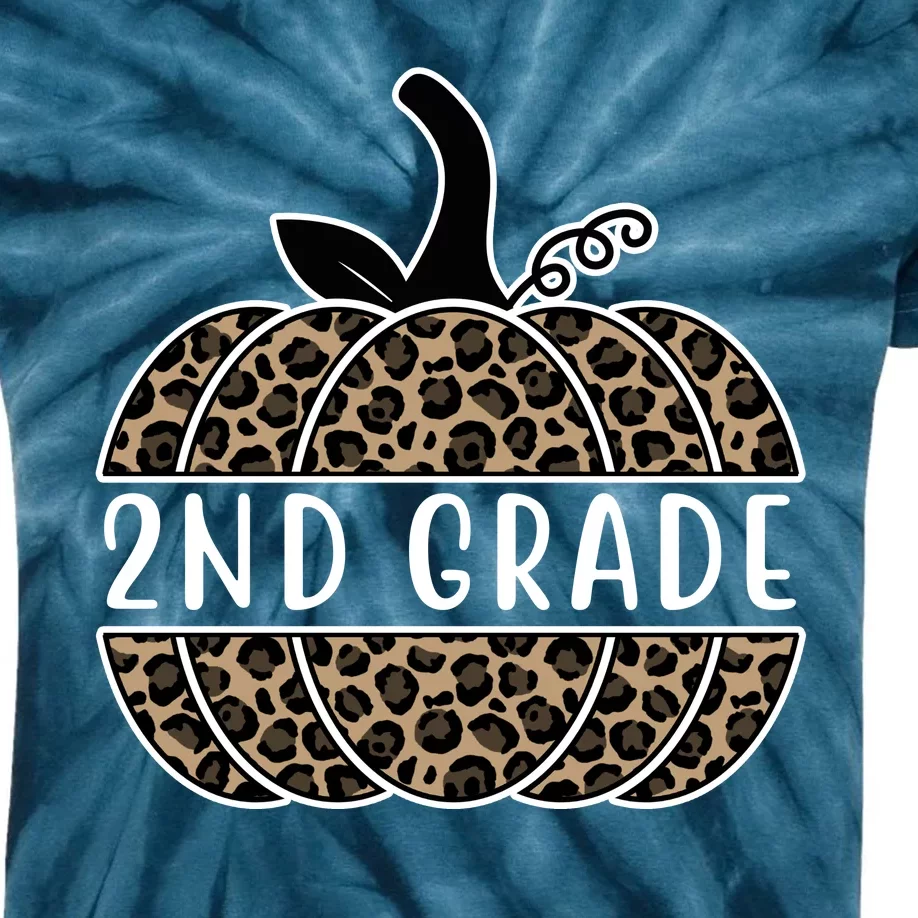 2nd Grade Leopard Pumpkin Kids Tie-Dye T-Shirt