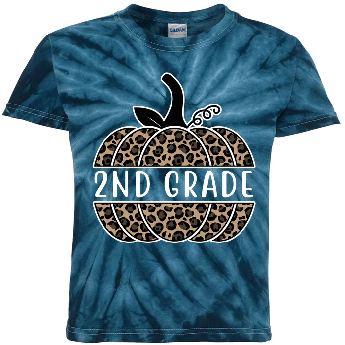 2nd Grade Leopard Pumpkin Kids Tie-Dye T-Shirt