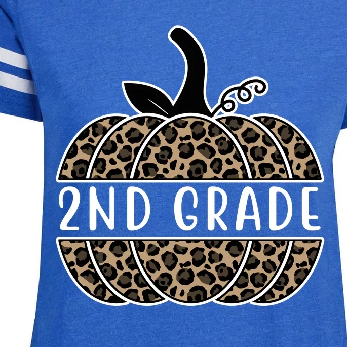 2nd Grade Leopard Pumpkin Enza Ladies Jersey Football T-Shirt