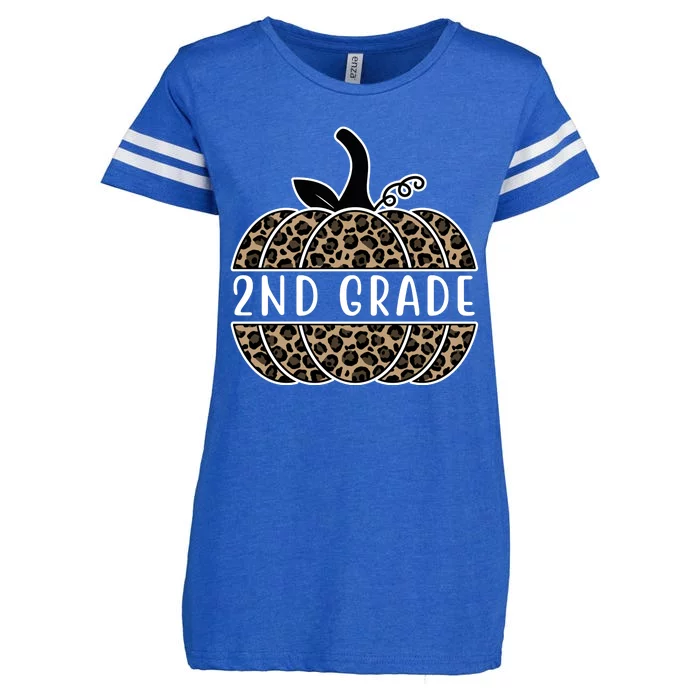 2nd Grade Leopard Pumpkin Enza Ladies Jersey Football T-Shirt