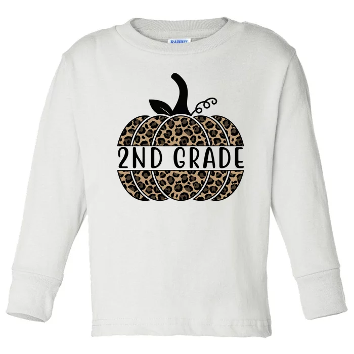 2nd Grade Leopard Pumpkin Toddler Long Sleeve Shirt