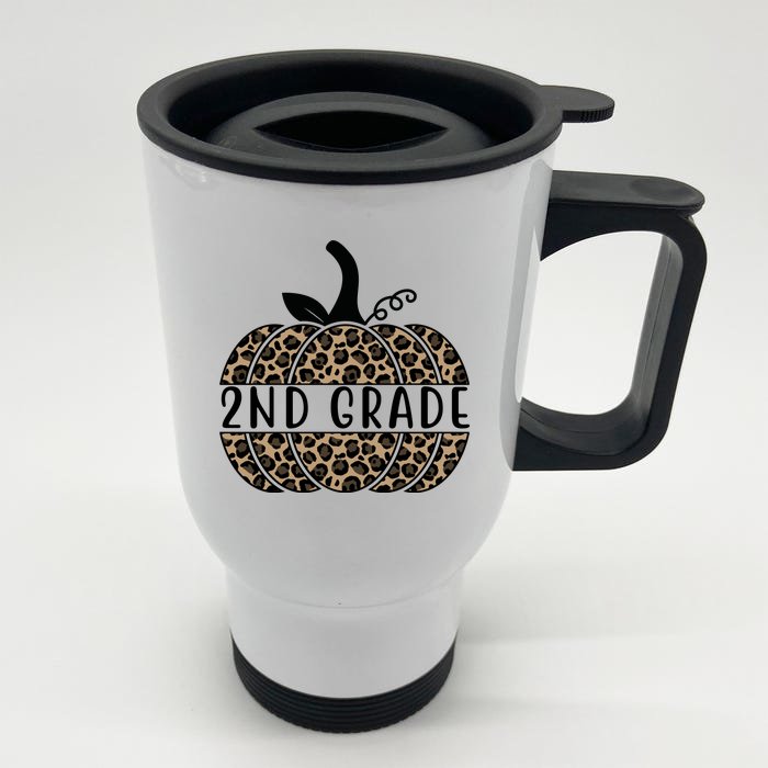 2nd Grade Leopard Pumpkin Front & Back Stainless Steel Travel Mug