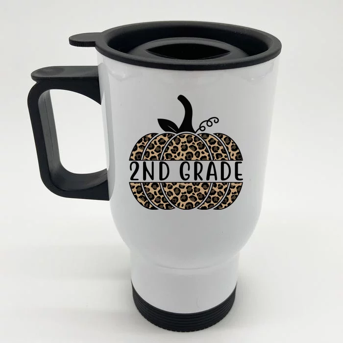 2nd Grade Leopard Pumpkin Front & Back Stainless Steel Travel Mug