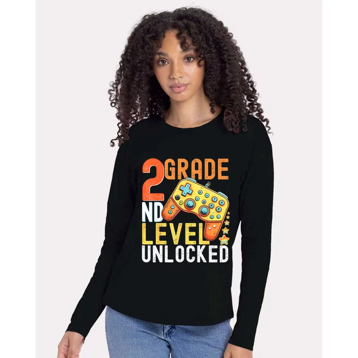 2nd Grade Level Unlocked Video Game Back To School Womens Cotton Relaxed Long Sleeve T-Shirt