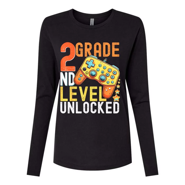 2nd Grade Level Unlocked Video Game Back To School Womens Cotton Relaxed Long Sleeve T-Shirt