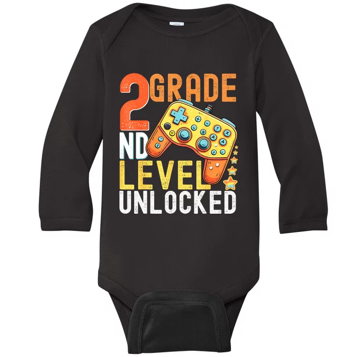 2nd Grade Level Unlocked Video Game Back To School Baby Long Sleeve Bodysuit