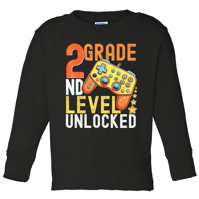 2nd Grade Level Unlocked Video Game Back To School Toddler Long Sleeve Shirt