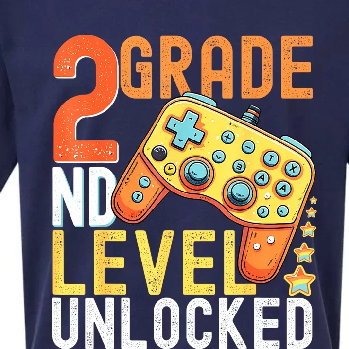 2nd Grade Level Unlocked Video Game Back To School Sueded Cloud Jersey T-Shirt