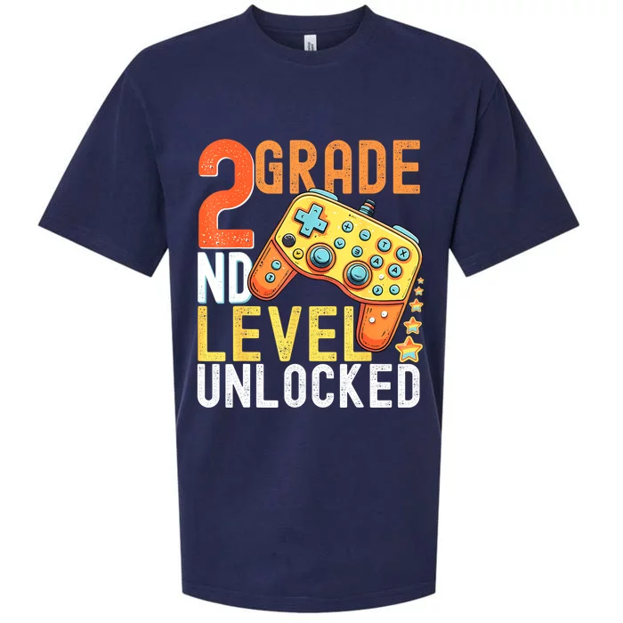 2nd Grade Level Unlocked Video Game Back To School Sueded Cloud Jersey T-Shirt