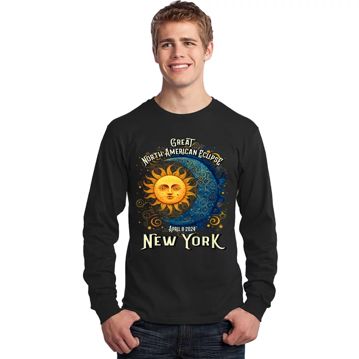 2024 Great North American Eclipse New York Solar Eclipse Path Of Totality Long Sleeve Shirt