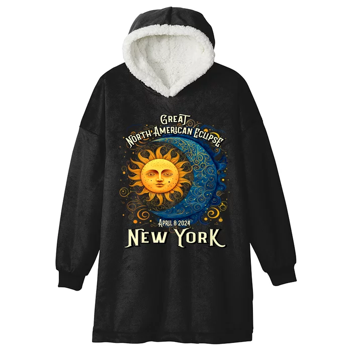 2024 Great North American Eclipse New York Solar Eclipse Path Of Totality Hooded Wearable Blanket