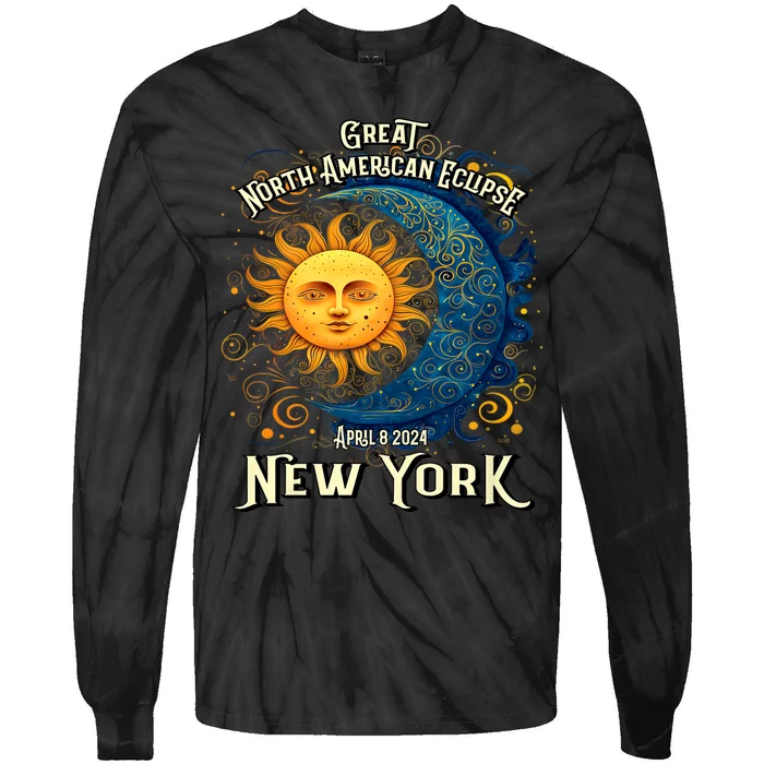 2024 Great North American Eclipse New York Solar Eclipse Path Of Totality Tie-Dye Long Sleeve Shirt