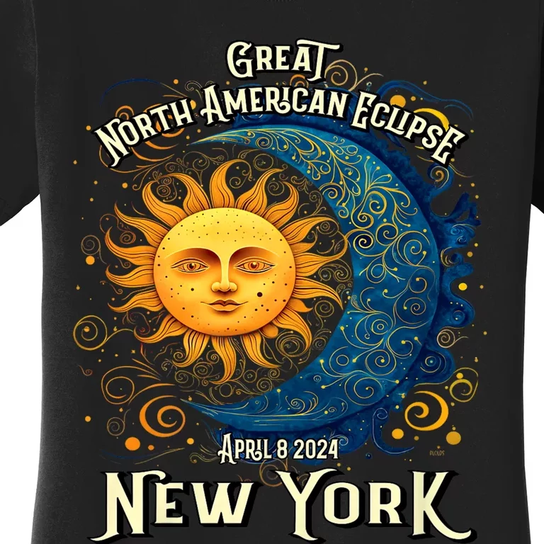 2024 Great North American Eclipse New York Solar Eclipse Path Of Totality Women's T-Shirt