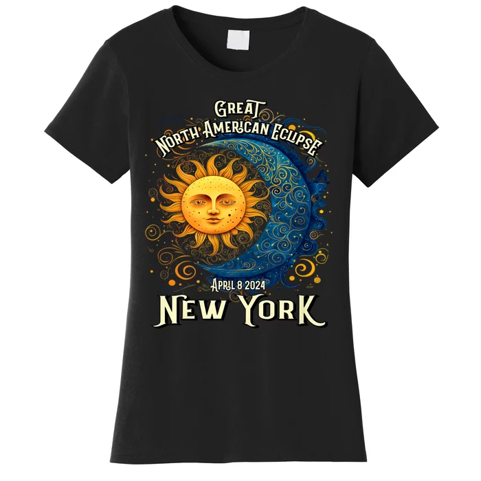 2024 Great North American Eclipse New York Solar Eclipse Path Of Totality Women's T-Shirt