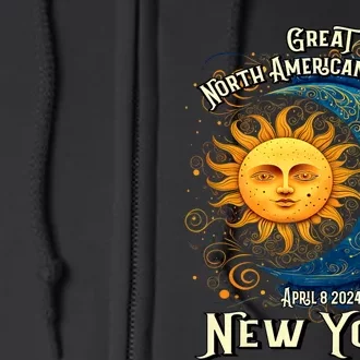 2024 Great North American Eclipse New York Solar Eclipse Path Of Totality Full Zip Hoodie