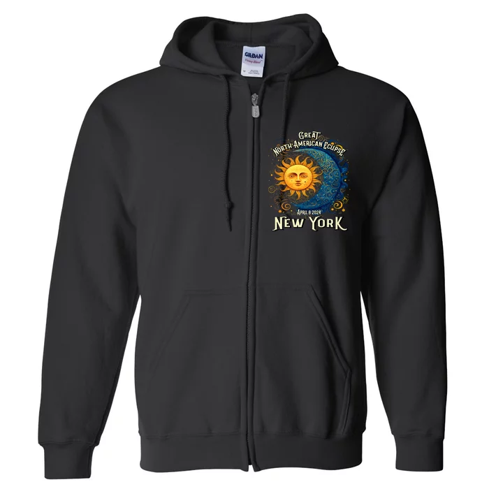 2024 Great North American Eclipse New York Solar Eclipse Path Of Totality Full Zip Hoodie