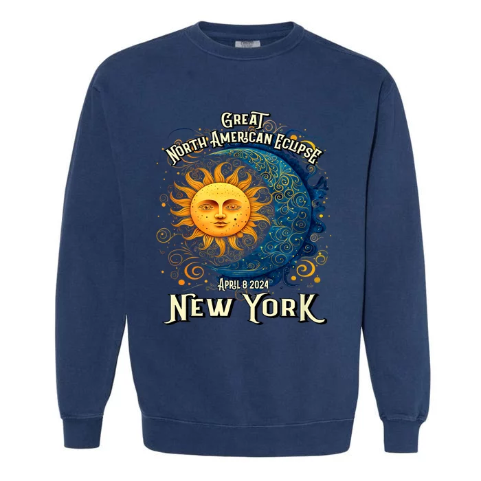 2024 Great North American Eclipse New York Solar Eclipse Path Of Totality Garment-Dyed Sweatshirt