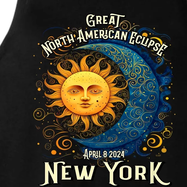 2024 Great North American Eclipse Syracuse New York Total Solar Eclipse Ladies Tri-Blend Wicking Tank