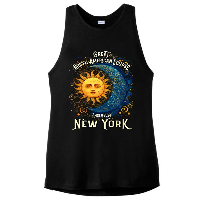 2024 Great North American Eclipse Syracuse New York Total Solar Eclipse Ladies Tri-Blend Wicking Tank