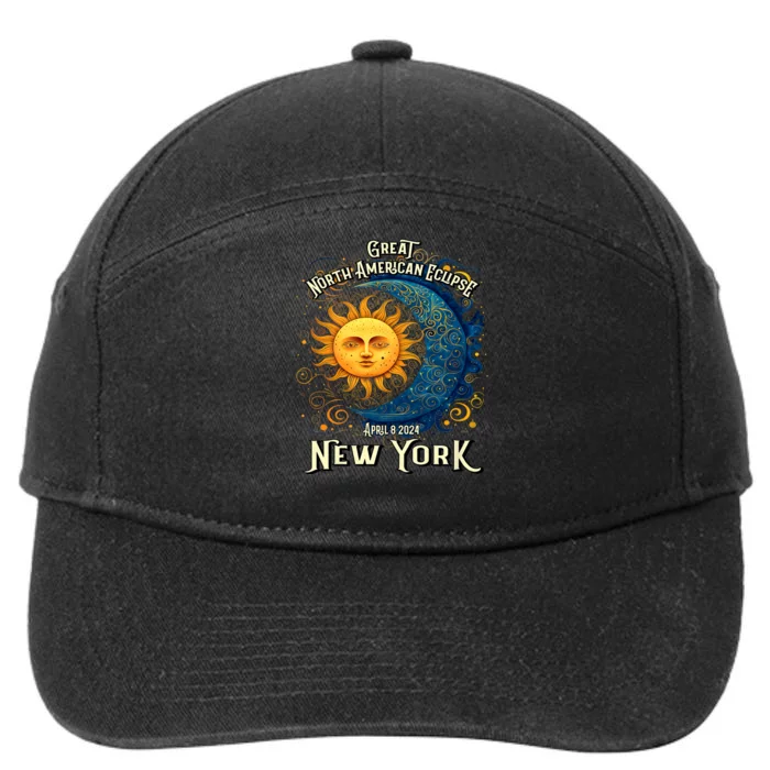 2024 Great North American Eclipse Syracuse New York Total Solar Eclipse 7-Panel Snapback Hat