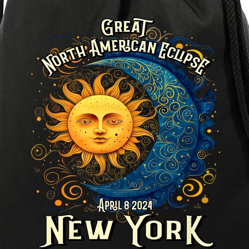 2024 Great North American Eclipse Syracuse New York Total Solar Eclipse Drawstring Bag