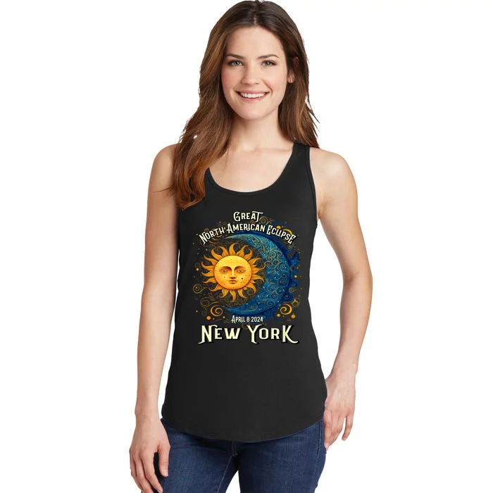 2024 Great North American Eclipse Syracuse New York Total Solar Eclipse Ladies Essential Tank