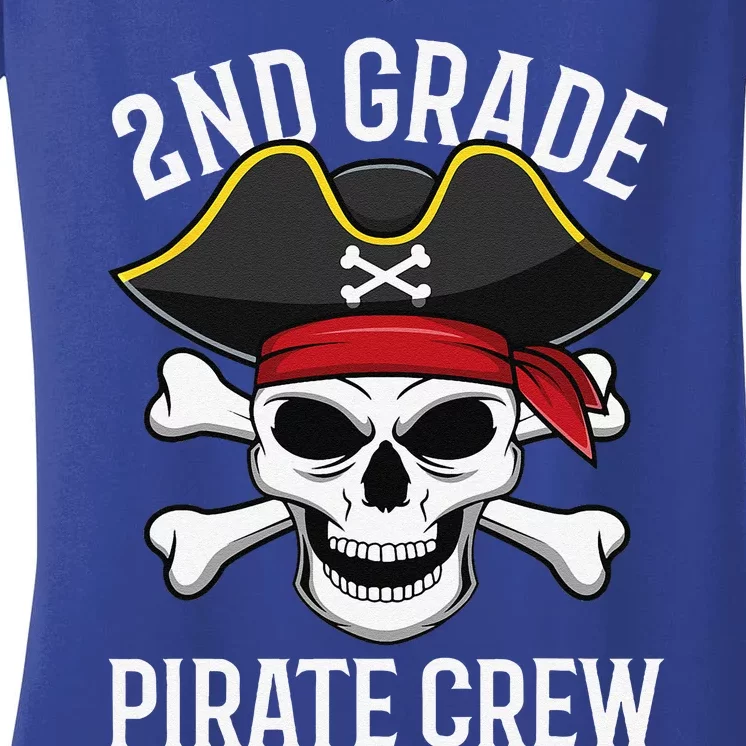 2nd Grade Pirate Crew Halloween Costume Student Teacher Gift Women's V-Neck T-Shirt