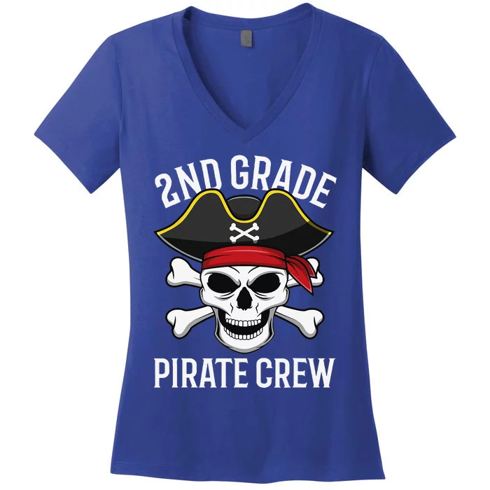 2nd Grade Pirate Crew Halloween Costume Student Teacher Gift Women's V-Neck T-Shirt