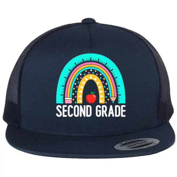 2nd Grade Rainbow Teacher Team Second Grade Squad Girl Boy Flat Bill Trucker Hat