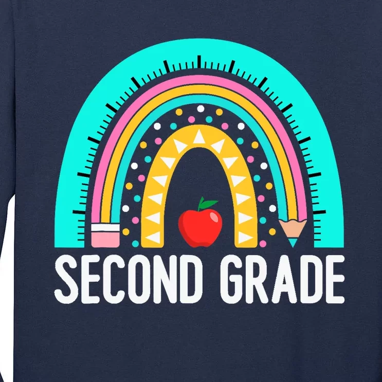 2nd Grade Rainbow Teacher Team Second Grade Squad Girl Boy Tall Long Sleeve T-Shirt