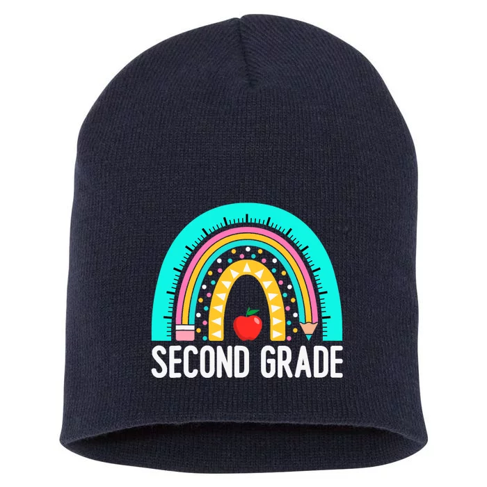 2nd Grade Rainbow Teacher Team Second Grade Squad Girl Boy Short Acrylic Beanie