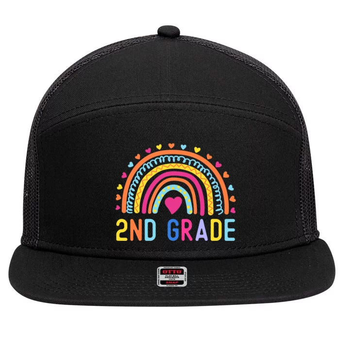 2nd Grade Rainbow Girl Boy Teacher Hello Second Grade Squad 7 Panel Mesh Trucker Snapback Hat