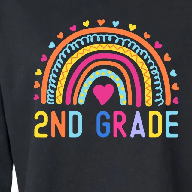 2nd Grade Rainbow Girl Boy Teacher Hello Second Grade Squad Cropped Pullover Crew