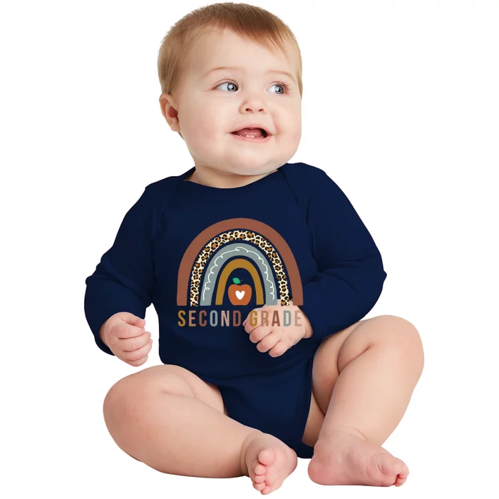 2Nd Grade Retro Rainbow Second Grade Teacher Team Boho Gift Baby Long Sleeve Bodysuit