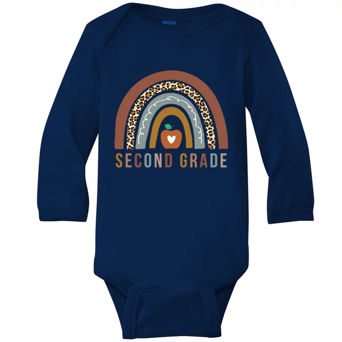 2Nd Grade Retro Rainbow Second Grade Teacher Team Boho Gift Baby Long Sleeve Bodysuit