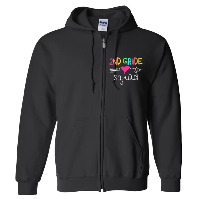 2nd Grade Squad Second Teacher Student Team Back To School Gift Full Zip Hoodie