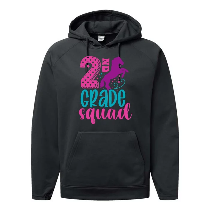 2nd Grade Squad Back To School Teacher Second Grade Gift Performance Fleece Hoodie