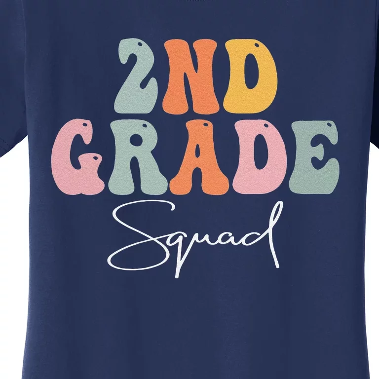 2nd Grade Squad Retro Groovy Funny Happy First Day Of School Women's T-Shirt