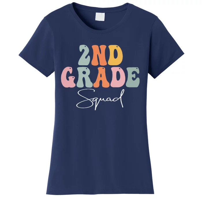 2nd Grade Squad Retro Groovy Funny Happy First Day Of School Women's T-Shirt