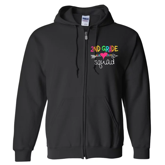 2nd Grade Squad Second Teacher Student Team Back To School Full Zip Hoodie